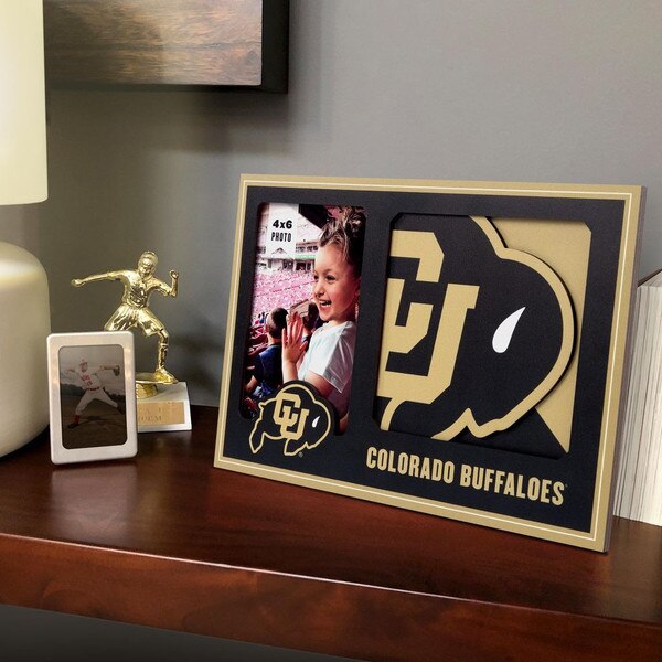 CU Buffaloes photo frame displayed on shelf with 4x6 photo and memorabilia